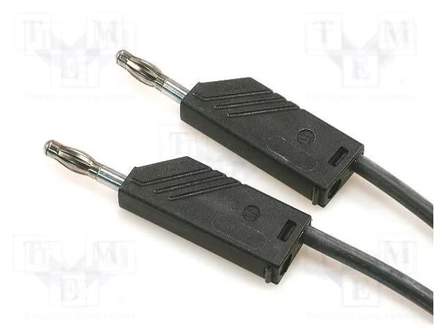 Test lead; 60VDC; 30VAC; 16A; with 4mm axial socket; Len: 2m; black HIRSCHMANN T&M MLNSIL200/1SW