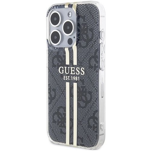 Guess IML 4G Gold Stripe case for iPhone 15 Pro - black, Guess 3666339222703 3666339222703