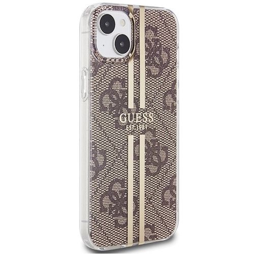 Guess IML 4G Gold Stripe case for iPhone 15 Plus / 14 Plus - brown, Guess 3666339222833 3666339222833