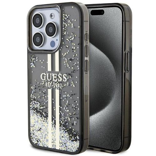 Guess Liquid Glitter Gold Stripes case for iPhone 15 Pro Max - black, Guess 3666339223557 3666339223557