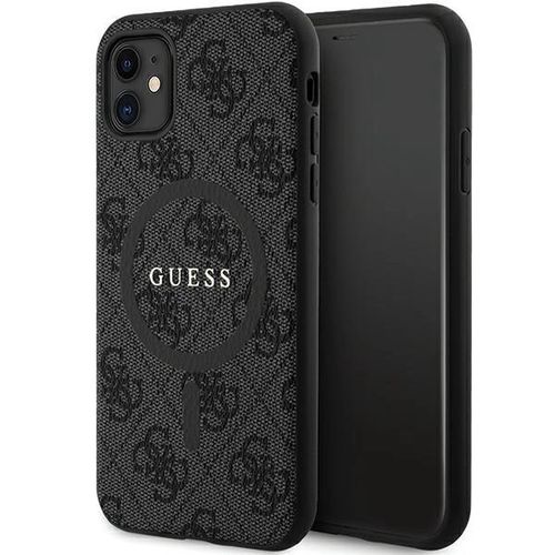 Guess GUHMN61G4GFRK iPhone 11 6.1" / Xr black/black hardcase 4G Collection Leather Metal Logo MagSafe, Guess 3666339226220 3666339226220