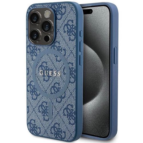 Guess 4G Collection Leather Metal Logo MagSafe Case for iPhone 14 Pro - Blue, Guess 3666339226589 3666339226589