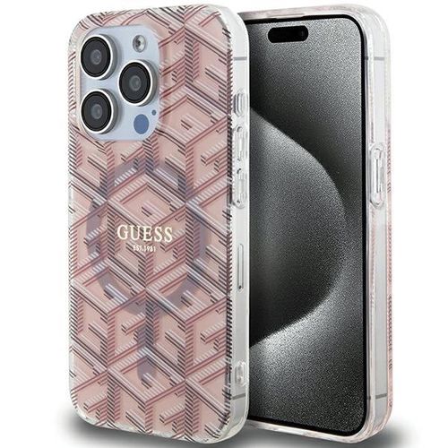 Guess IML GCube MagSafe case for iPhone 15 Pro Max - pink, Guess 3666339222017 3666339222017