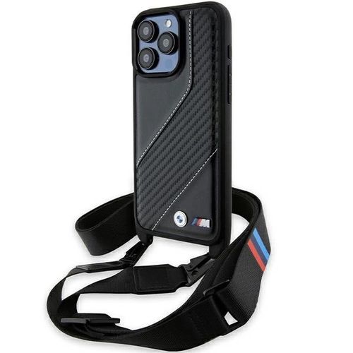 BMW M Edition Carbon Stripe &amp; Strap case for iPhone 15 Pro - black, BMW 3666339235437