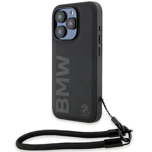 BMW Signature Leather Wordmark Cord case for iPhone 15 Pro - black, BMW 3666339232672