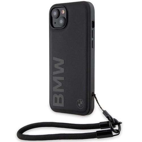 BMW Signature Leather Wordmark Cord case for iPhone 15 Plus / 14 Plus - black, BMW 3666339232665
