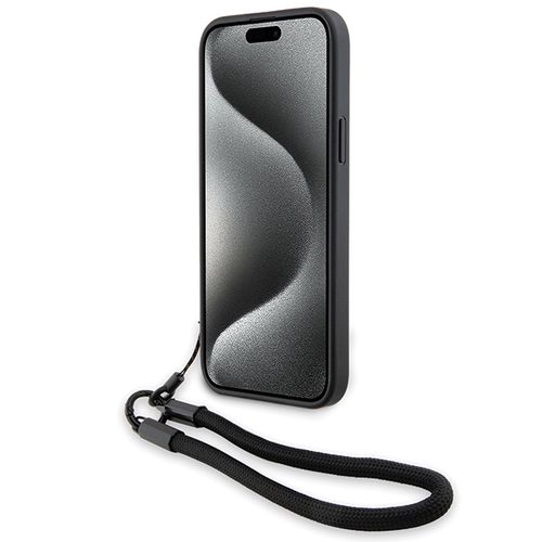 BMW Signature Leather Wordmark Cord Case for iPhone 15/14/13 - Black, BMW 3666339232658 3666339232658