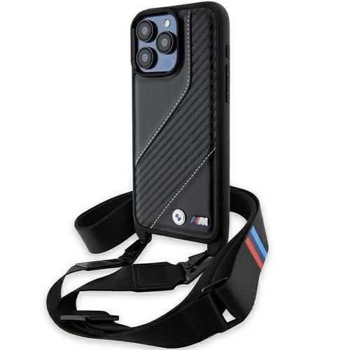BMW M Edition Carbon Stripe &amp; Strap case for iPhone 15 Pro Max - black, BMW 3666339235444