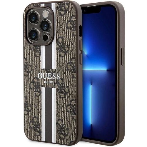 Guess 4G Printed Stripes MagSafe case for iPhone 15 Pro - brown, Guess 3666339203467 3666339203467
