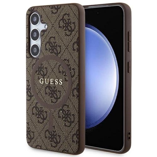 Guess 4G Collection Leather Metal Logo MagSafe Case for Samsung Galaxy S24 - Brown, Guess 3666339241483