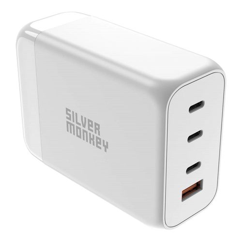 Silver Monkey SMA156 200W GaN charger 3x USB-C PD USB-A QC 3.0 with detachable power cable - white, Silver Monkey SMA156 SMA156