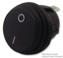 SWITCH, SPST, 20A, 125V, BLACK, I/0 R13-112A8-02-BB-2A