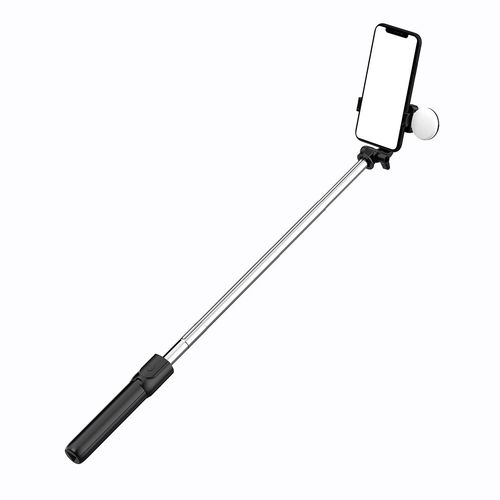 Selfie stick WR1YXS telescopic tripod 0.71m with round lamp - black, Hurtel 5907769360572 5907769360572