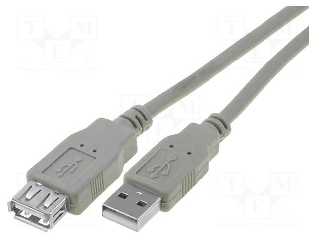 Cable; USB 2.0; USB A socket,USB A plug; nickel plated; 1.5m VCOM CU202-015-PB