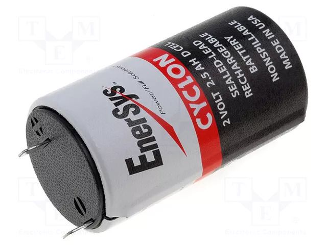 Re-battery: acid-lead; 2V; 2.5Ah; Size: D; AGM; Ø34x60mm; -85÷85°C ENERSYS CYCLON-D