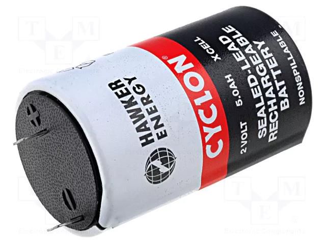 Re-battery: acid-lead; 2V; 5Ah; Size: X; AGM; Ø44x73mm; -85÷85°C ENERSYS CYCLON-X