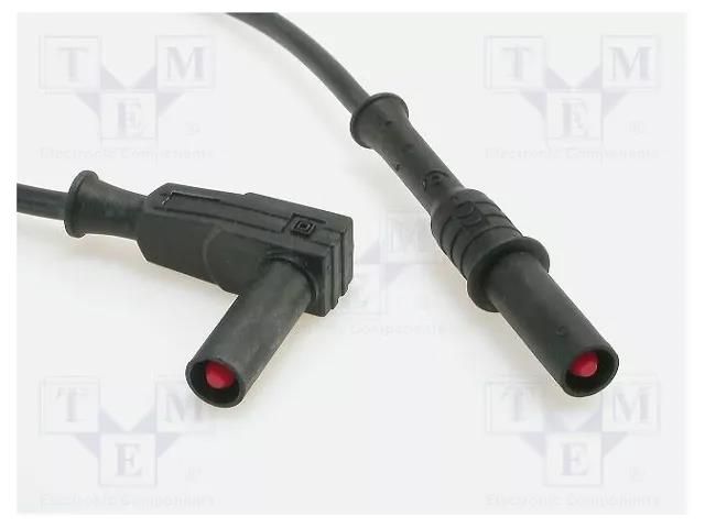 Test lead; 20A; banana plug 4mm,angular banana plug 4mm; Len: 1m ELECTRO-PJP PJ2359-100-B