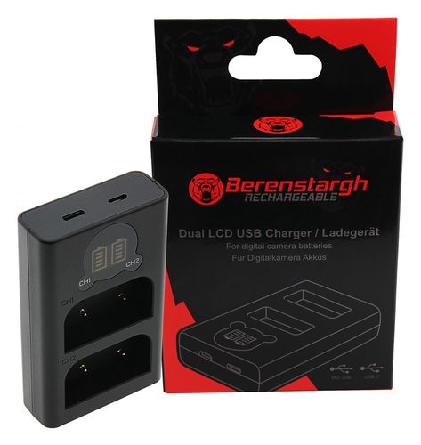 Berenstargh Dual LCD USB Charger f. Olympus BLX-1 OM-1, PATONA 17136 4055655232968