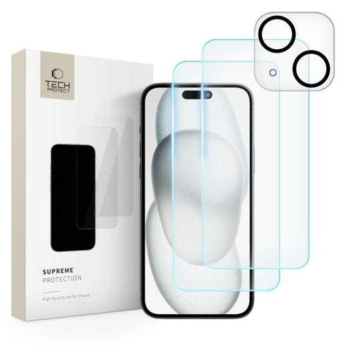 Tech-Protect Supreme Set for iPhone 15 2x tempered glass for display / tempered glass for camera, Tech-Protect 5906203694143