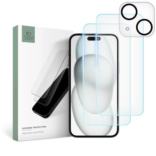 Tech-Protect Supreme Set for iPhone 15 Plus 2x tempered glass for display / tempered glass for camera, Tech-Protect 5906203694174 5906203694174