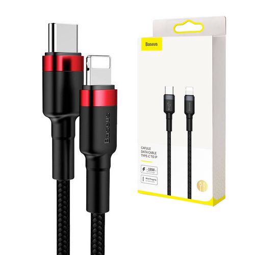 Baseus Cafule Cable Type-C to iP PD 18W 1m Red+Black, Baseus CATLKLF-91