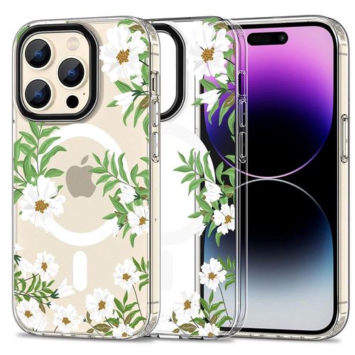 Tech-Protect MagMood MagSafe case for iPhone 15 Pro - daisies with leaves, Tech-Protect 5906203694709 5906203694709