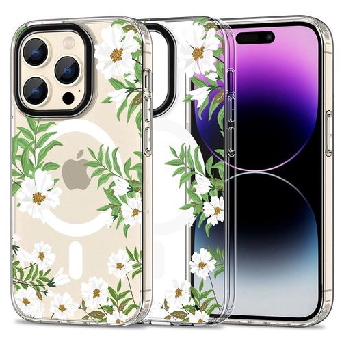Tech-Protect MagMood MagSafe iPhone 15 Pro Max Case - Daisies with Leaves, Tech-Protect 5906203694747 5906203694747