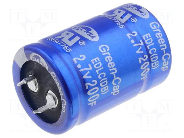 Supercapacitor; SNAP-IN; 200F; 2.7VDC; ±20%; Body dim: Ø30x45mm SAMWHA DB5U207M30045HA