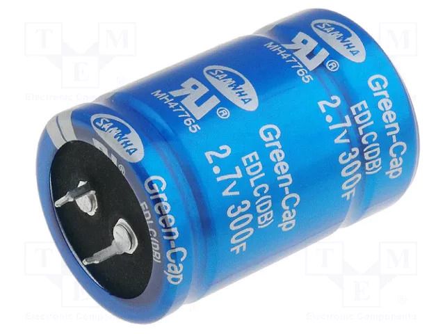 Supercapacitor; SNAP-IN; 300F; 2.7VDC; 0÷20%; Ø35x50mm; Pitch: 10mm SAMWHA DB5U307W35050HA