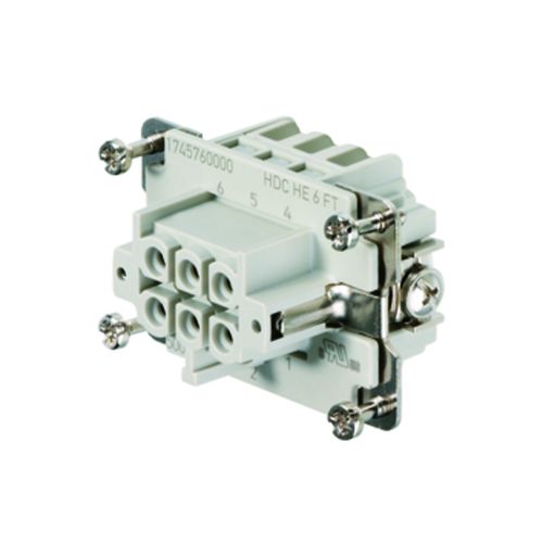 Contact insert (industry plug-in connectors), Female, 500 V, 24 A, Number of poles: 6, Tension-clamp connection, Size: 3 Weidmuller 1745760000