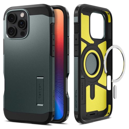Spigen Tough Armor MagSafe Case with Stand for iPhone 16 Pro - Green, Spigen 8809971230605
