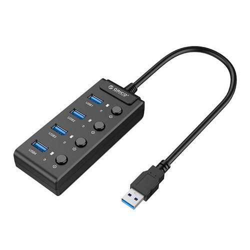 Orico  USB 3.0. Hub with switches, 4x USB (black), Orico W9PH4-U3-V1-BK-BP