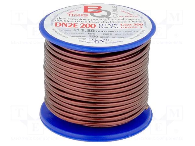 Coil wire; double coated enamelled; 1.8mm; 0.25kg; -65÷200°C BQ CABLE DN2E1.80/0.25