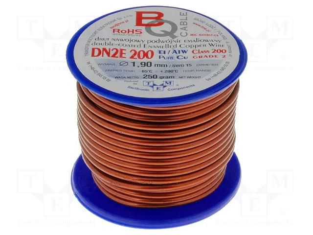 Coil wire; double coated enamelled; 1.9mm; 0.25kg; -65÷200°C BQ CABLE DN2E1.90/0.25