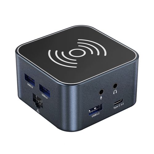 Hub USB-C 12 in 1 Wozinsky WHBC09Y8S multifunctional, with wireless charging function, aluminum, with 15 cm cable - gray, Wozinsky 5907769366420 5907769366420