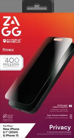 ZAGG InvisibleShield Glass Elite Privacy for iPhone 15/16, Zagg 200114866 200114866