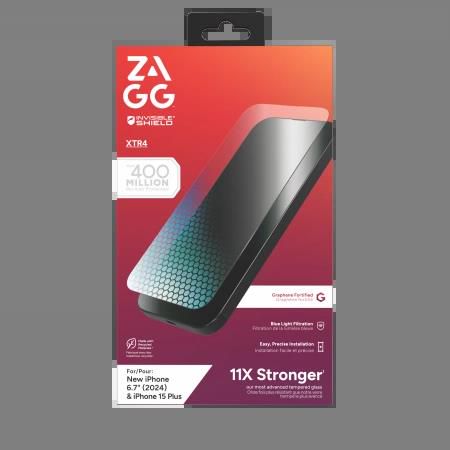 ZAGG InvisibleShield Glass XTR4 Graphene Protective Glass with Blue Light Filter for iPhone 15 Plus / 16 Plus, Zagg 200114879 200114879