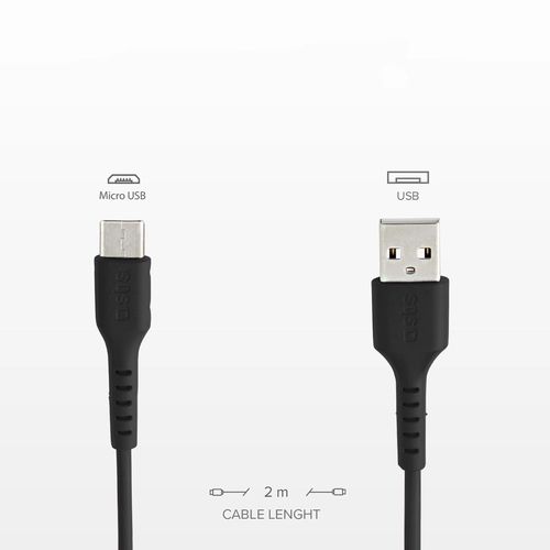 SBS TECABLEMICRO2K USB-A - Micro-USB Cable 2 m - Black, SBS TECABLEMICRO2K TECABLEMICRO2K