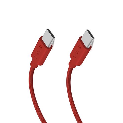 SBS TECABLETISSUETCCR USB-C - USB-C 1.5m 60W Braided Cable - Red, SBS TECABLETISSUETCCR