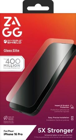 ZAGG InvisibleShield Glass Elite for iPhone 16 Pro, Zagg 200114860 200114860