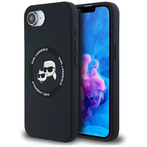 Karl Lagerfeld Liquid Silicone Karl & Choupette Heads Case with MagSafe for iPhone 16e - Black, Karl Lagerfeld 3666339453688 3666339453688