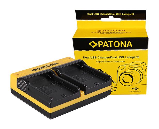 PATONA Dual Ladegerät f. Sony NP-FM50 NP-F550 NP-F750 NP-F970 inkl. Micro-USB Kabel, PATONA 191525 4055655186834