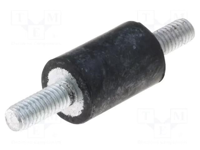 Vibration damper; M4; Ø: 10mm; rubber; L: 15mm; Thread len: 10mm ELESA+GANTER DVA1-10-15-M4