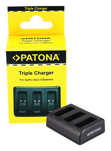 PATONA Triple Charger f. GoPro Hero 8 AHDBT-801 Hero 7 AHDBT-701 Hero 6 Hero 5 AHDBT-501 incl. cable, PATONA 1934 4055655180634