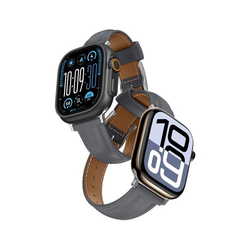 AmazingThing Class Band Leather Strap for Apple Watch 45 / 46 / 49 mm - Gray, AmazingThing TGL49BK TGL49BK
