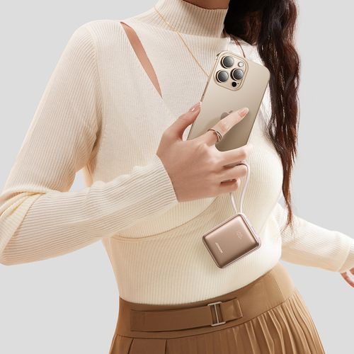 Joyroom JR-PBF27 22.5W 10000mAh Powerbank with Two Built-in Cables - Gold, Joyroom JR-PBF27_TITANIUM JR-PBF27_TITANIUM