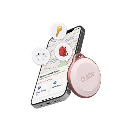 SBS Track My Circle Waterproof IP65 Locator Compatible with Apple Find My - Pink, SBS TEFINDBTAPP TEFINDBTAPP