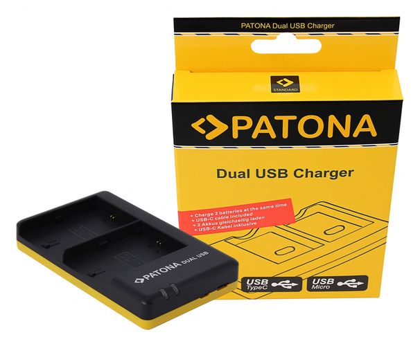 PATONA Dual Quick-Charger f. Canon LP-E6, LPE6 incl. USB-C cable, PATONA 1968
