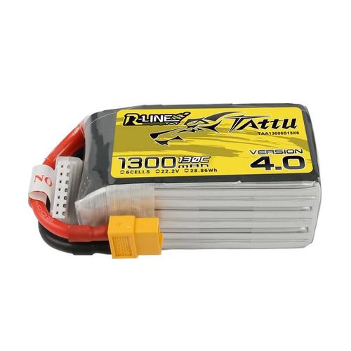 Tattu R-Line 4.0 1300mAh 22.2V 130C 6S1P XT60 Battery, Tattu TAA13006S13X6