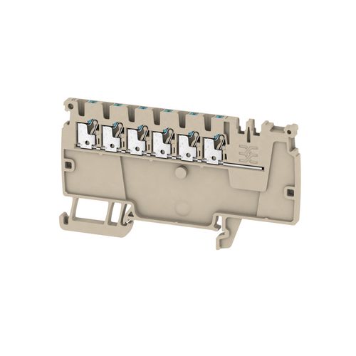 Potential distributor terminal, PUSH IN, 1.5, 500 V, 17.5 A, Number of connections: 6, TS 35, dark beige, Colour of operational elements: blue Weidmuller 1988170000